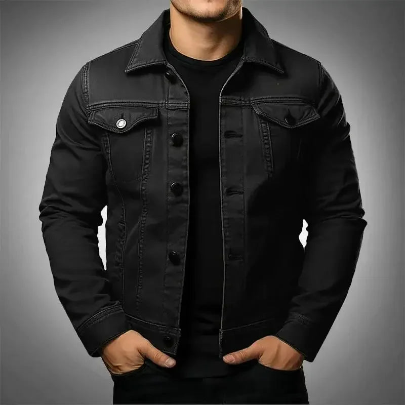 Veste Denim Homme Classique avec Poches et Fermeture Éclair - PanierRoyale