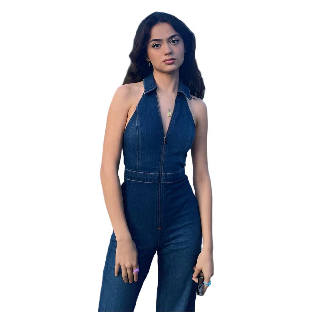 Robe Combinaison Femme Élégante Col Rond Jambes Larges - PanierRoyale