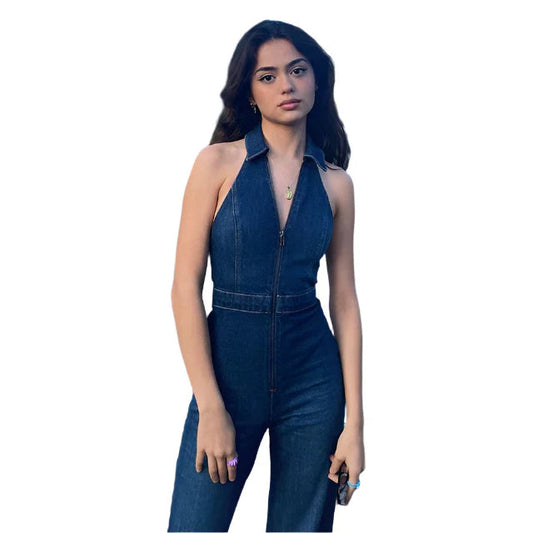 Robe Combinaison Femme Élégante Col Rond Jambes Larges - PanierRoyale