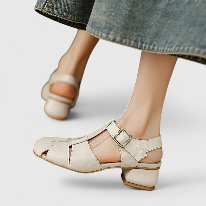 Sandales Femmes Vintage à Bout Ouvert et Talon Bloc