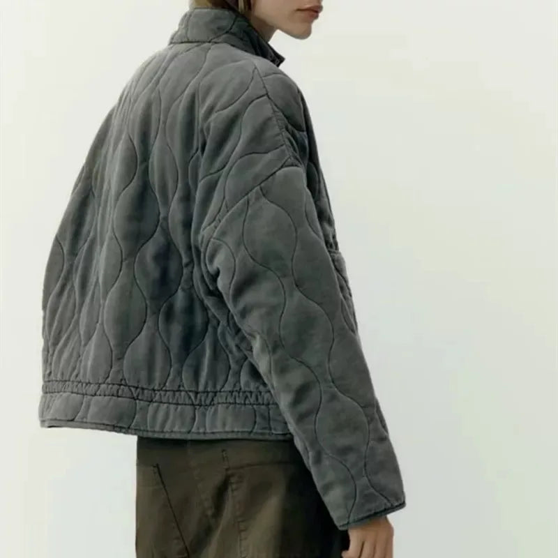 Veste Femme Matelassée Chaude Coupe Vintage