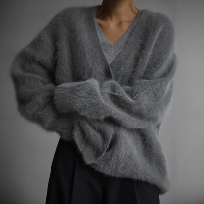Cardigan D'hiver Oversize En Cachemire À Col En V Pour Femme | Manches Longues
