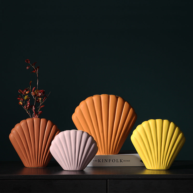 Vase en Verre avec Coquillages de Mer Décoratifs