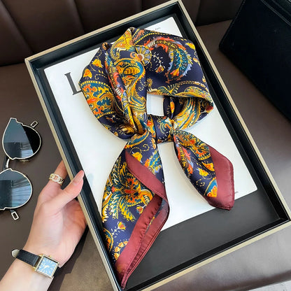 Foulard Carré Femme Satin Imprimé Multi-usage