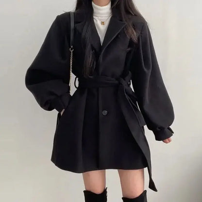 Manteau Femme Élégant Taille Cintrée Classique