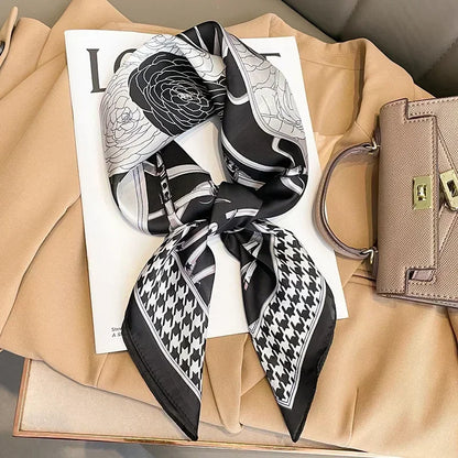 Foulard Carré Femme Satin Imprimé Multi-usage