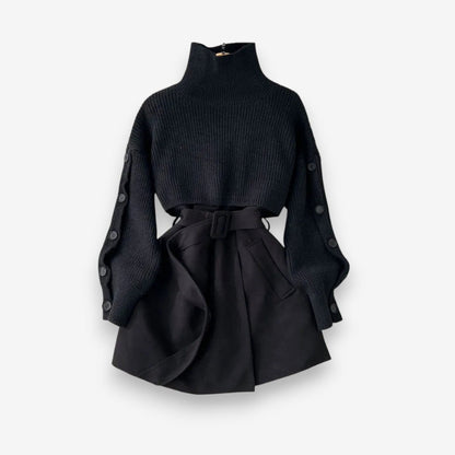 Ensemble 2 Pièces Décontracté Col Roulé Manches Longues Femme - PanierRoyale