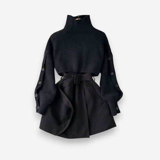 Ensemble 2 Pièces Décontracté Col Roulé Manches Longues Femme - PanierRoyale