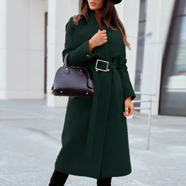 Manteau Femme Hiver Chic à Ceinture Élastique Col Détaché