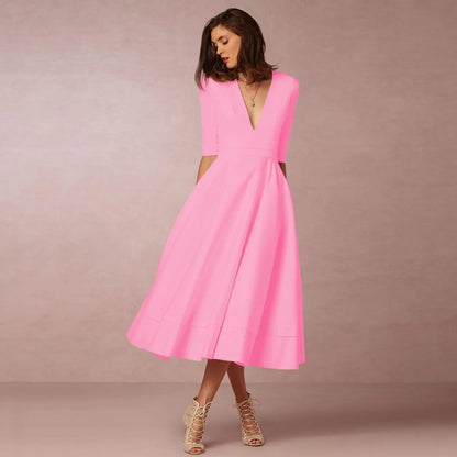 Robe Femme Coton Mélangé Élégante Taille Cintrée