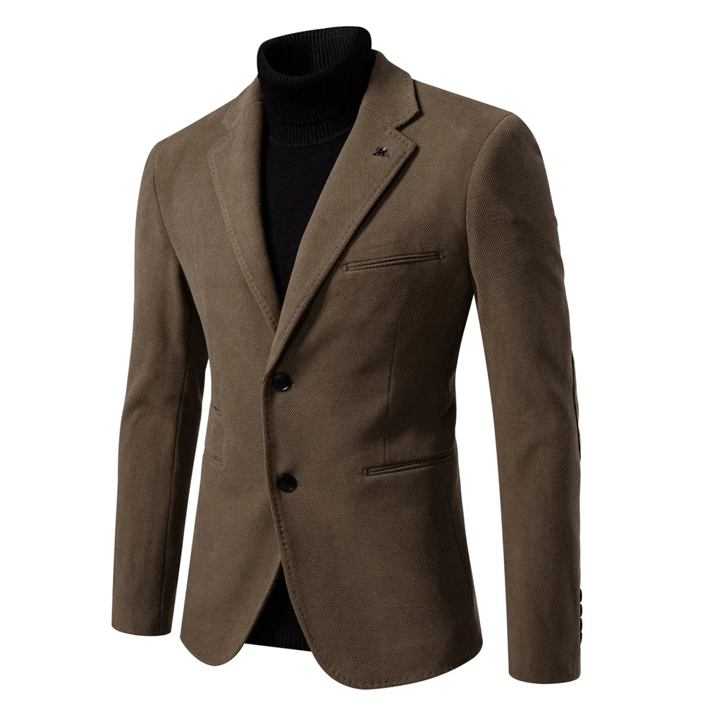 Blazer Homme Tissu Structuré Revers Classique Coupe Moderne - PanierRoyale