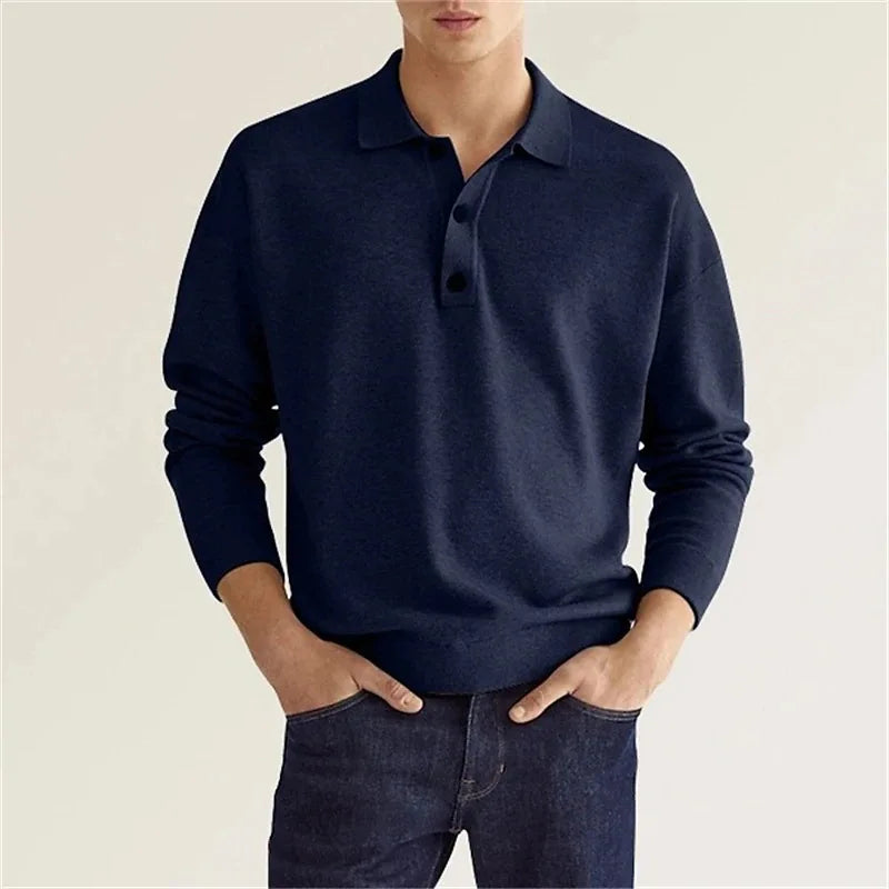 Chemise Polo Homme Manches Longues Décontractée