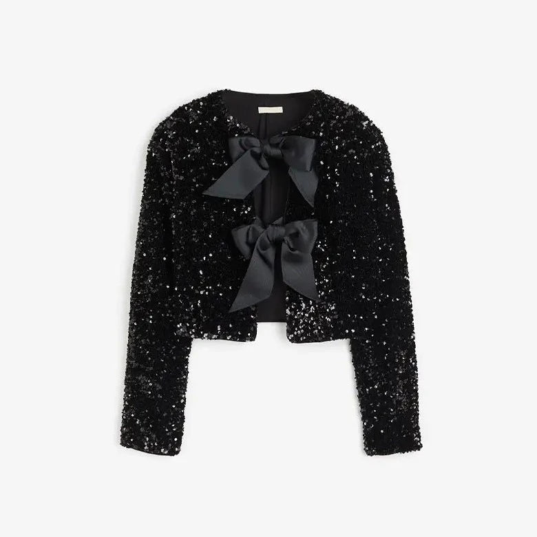 Veste en Paillettes Chic pour Femme avec Lacets