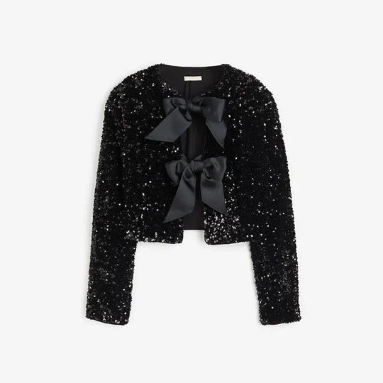 Veste Paillettes Brillante avec Ceinture Élastique - PanierRoyale