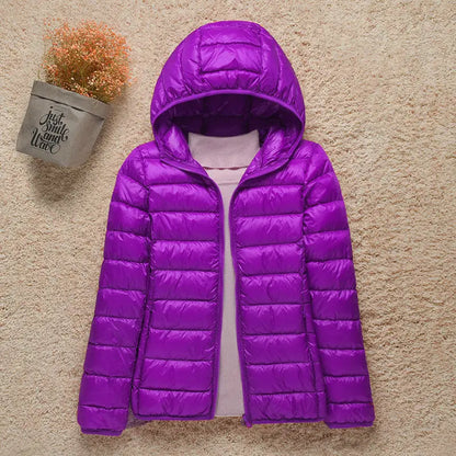 Veste Femme Légère avec Capuche - Doudoune Printemps Élégante Taille Slim