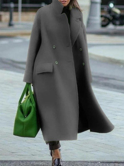Manteau Femme Long Élégant avec Ceinture Taille Réglable