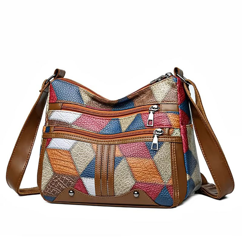 Sac à Bandoulière Multicolore avec Poches Zippées - PanierRoyale