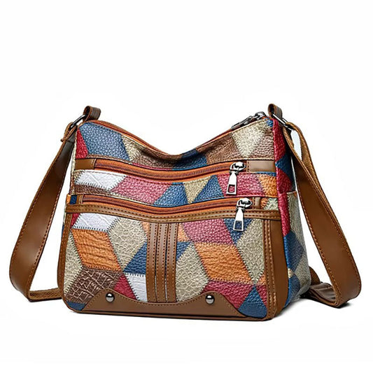 Sac à Bandoulière Multicolore avec Poches Zippées - PanierRoyale