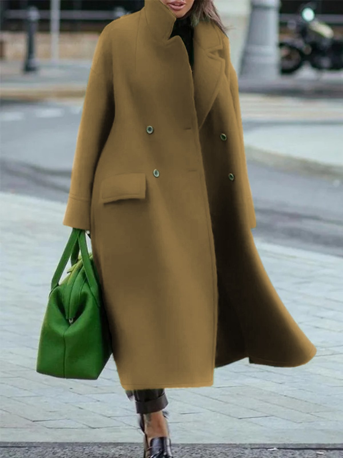 Manteau Femme Long Élégant avec Ceinture Taille Réglable