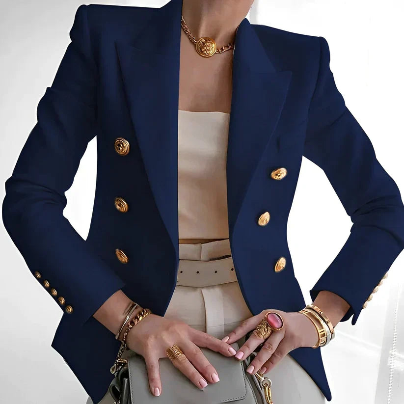 Blazer Élégant Manches Longues avec Boutons Dorés
