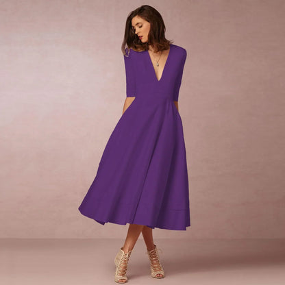Robe Femme Coton Mélangé Élégante Taille Cintrée