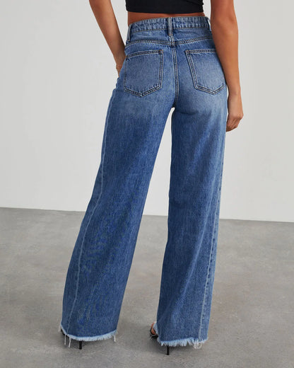 Jean Femme Large Taille Grise Déchiré