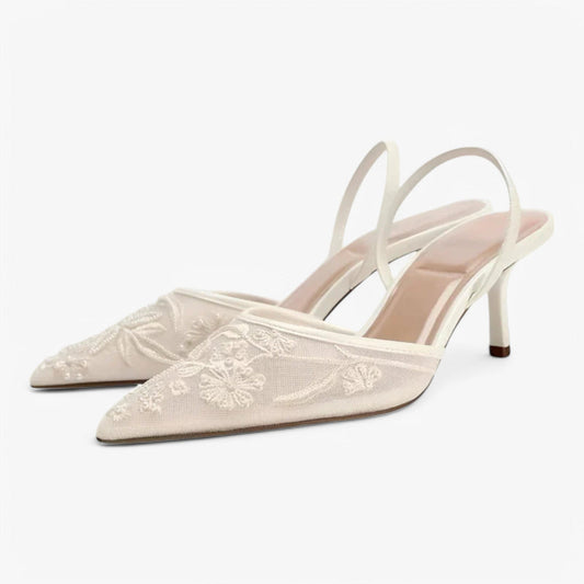 Sandales en dentelle Élégantes pour Femme avec Décor Floral - PanierRoyale