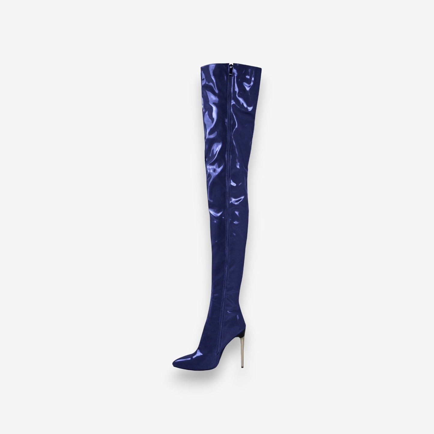 Bottes Femme Haut Talon Pointu avec Fermeture Éclair Noir