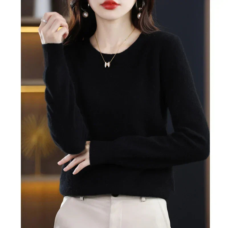 Pull Femme Cachemire Col Rond Coupe Confortable