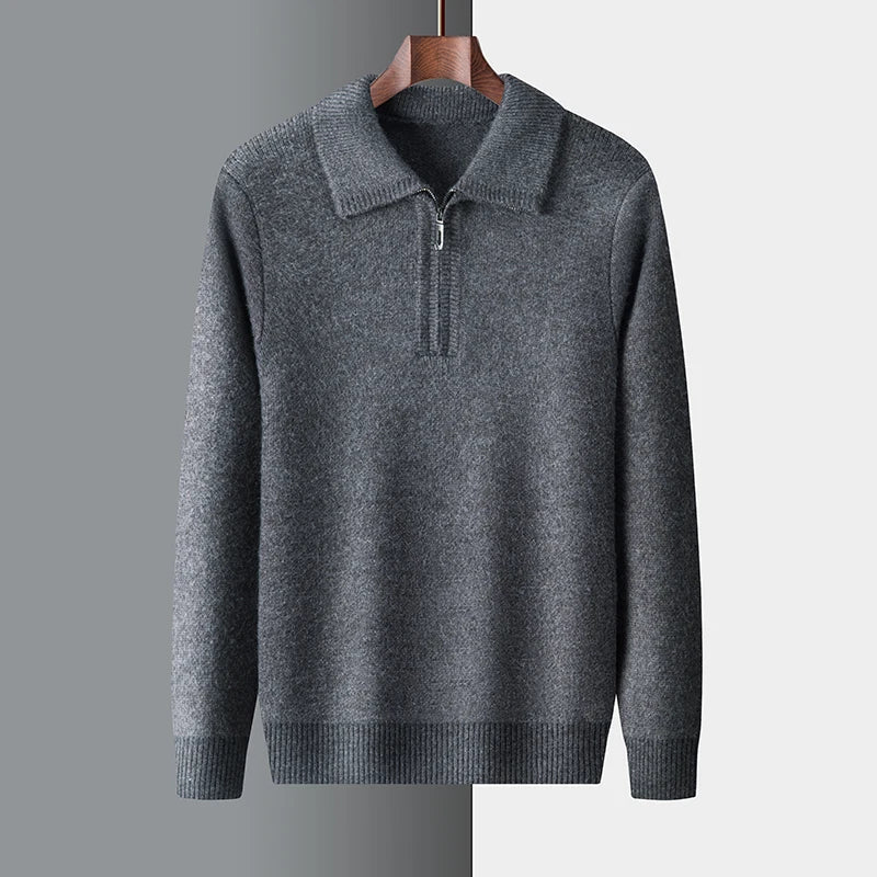 Pull Homme Hiver Col Zip Décontracté