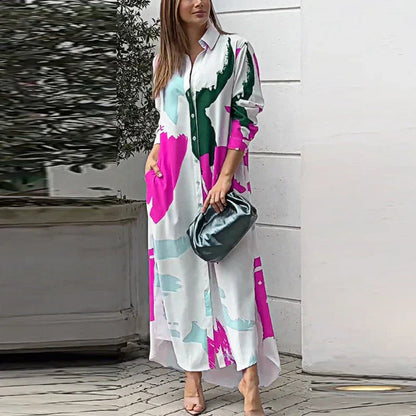 Robe Chemisier Floral Élégante Boutons Devant
