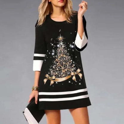Robe de Noël Femme au Motif Renne Imprimé