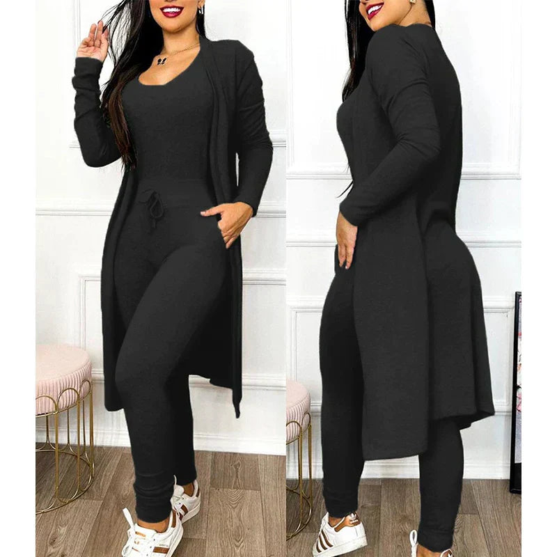 Survêtement Femme Marine : Gilet Long et Pantalon de Sport