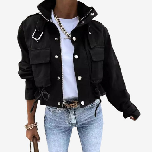 Blouson Femme à Manches Longues avec Fermeture Éclair et Poches - PanierRoyale
