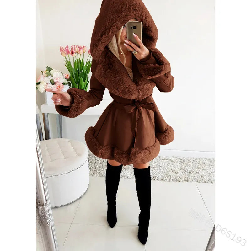 Manteau Femme Hiver Long Capuche et Doublure Chaude