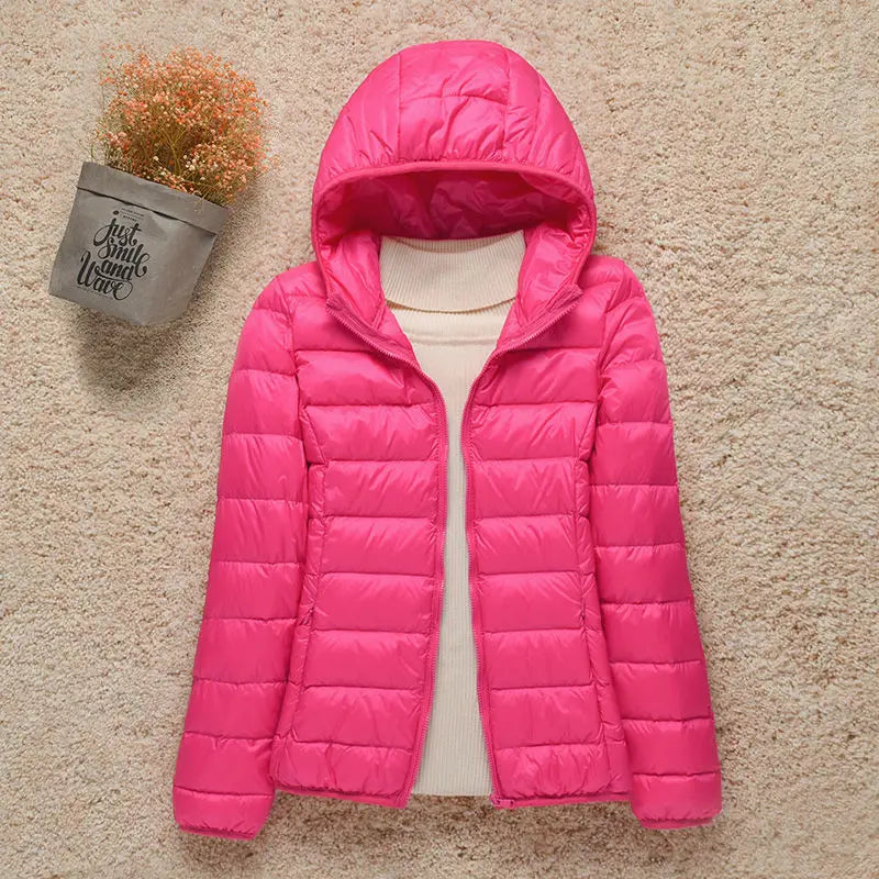Veste Femme Légère avec Capuche - Doudoune Printemps Élégante Taille Slim
