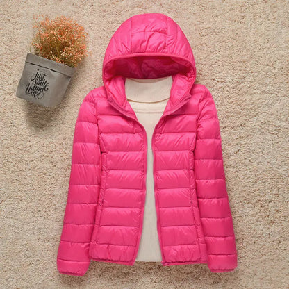 Veste Femme Légère avec Capuche - Doudoune Printemps Élégante Taille Slim