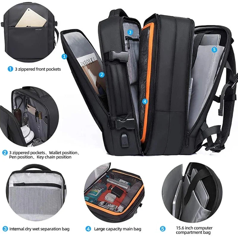 Sac à dos Homme Extensible Grande Capacité Multifonction Voyage Sport