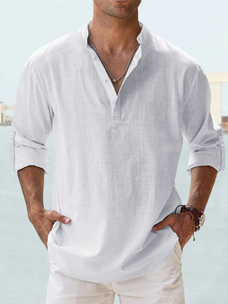 Chemise Homme Lin Respirante Coupe Ajustée Manches Longues