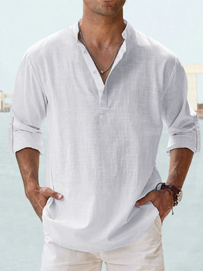 Chemise Homme Lin Respirante Coupe Ajustée Manches Longues