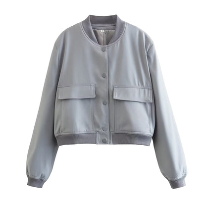 Veste femme courte avec poches, style décontracté pour tous les jours