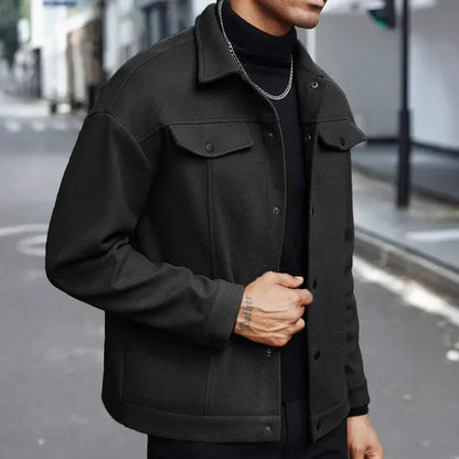 Veste Homme Boutonnée avec Poches Coupe Urbaine