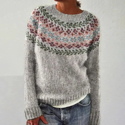 Pull Femme en Laine Mélangée à Motifs