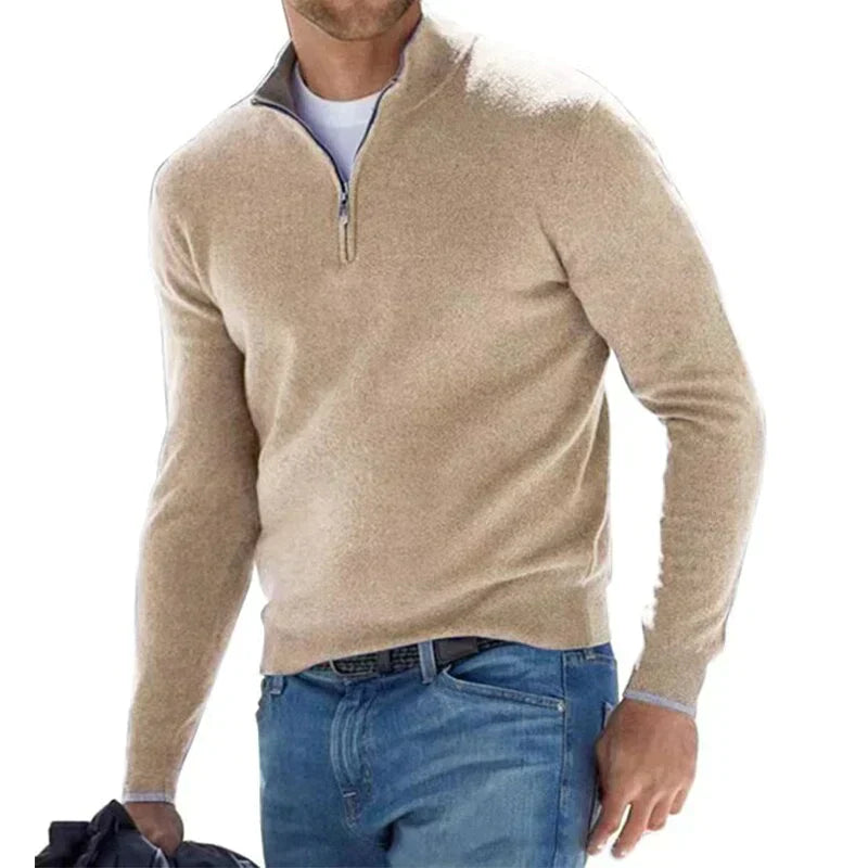 Pull Homme Zippé Chaud et Décontracté pour Hiver