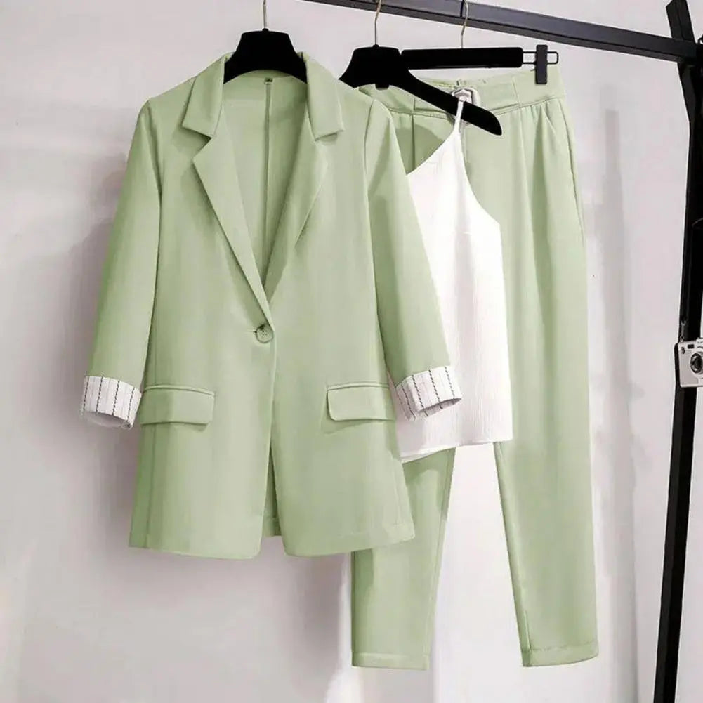 Costume Blazer Femme Élégant Trois Pièces