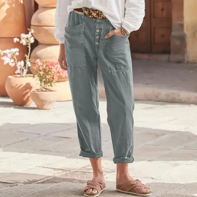 Pantalon Rose Confortable pour Femme avec Ceinture Élastique