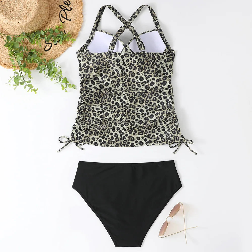 Maillot de bain tankini Femme Détail croisé Style élégant