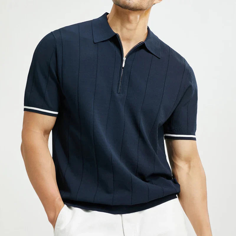 Polo Homme Classique à Fermeture Éclair