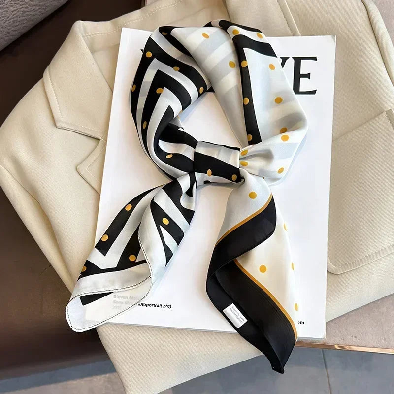 Foulard Carré Femme Satin Imprimé Multi-usage