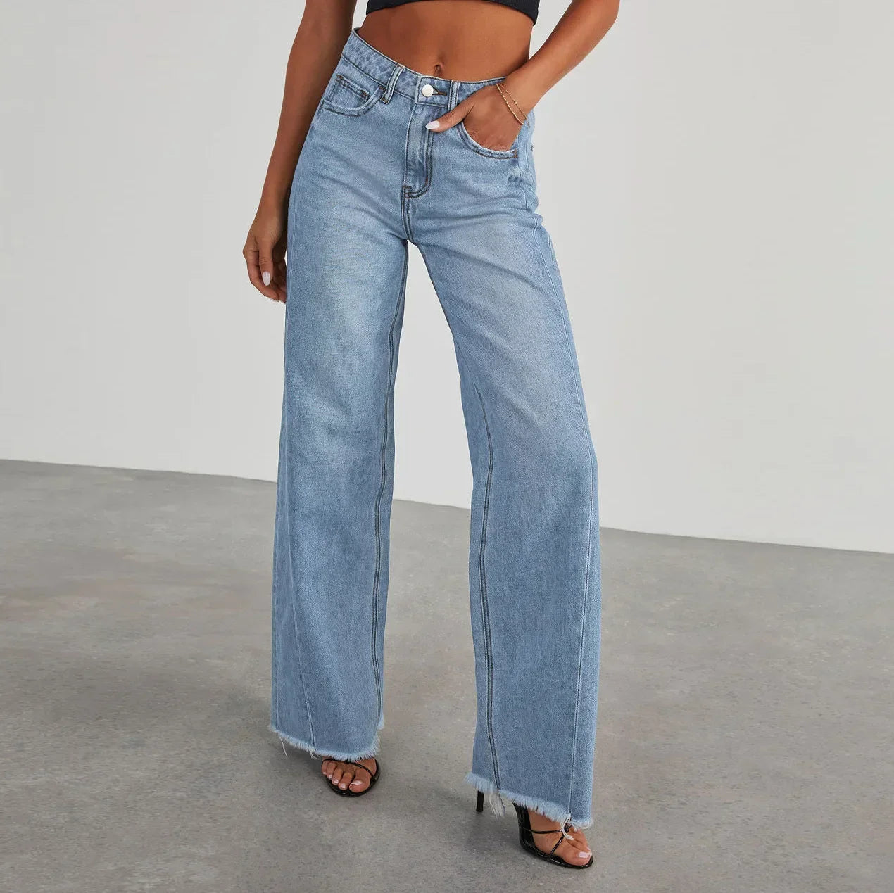 Jean Femme Large Taille Grise Déchiré